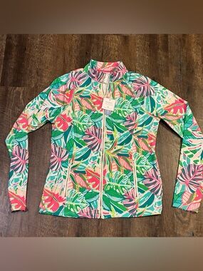 NWT Sigrid Olsen Golf & Tennis Tropical Quarter-Zip Pullover Women’s Large